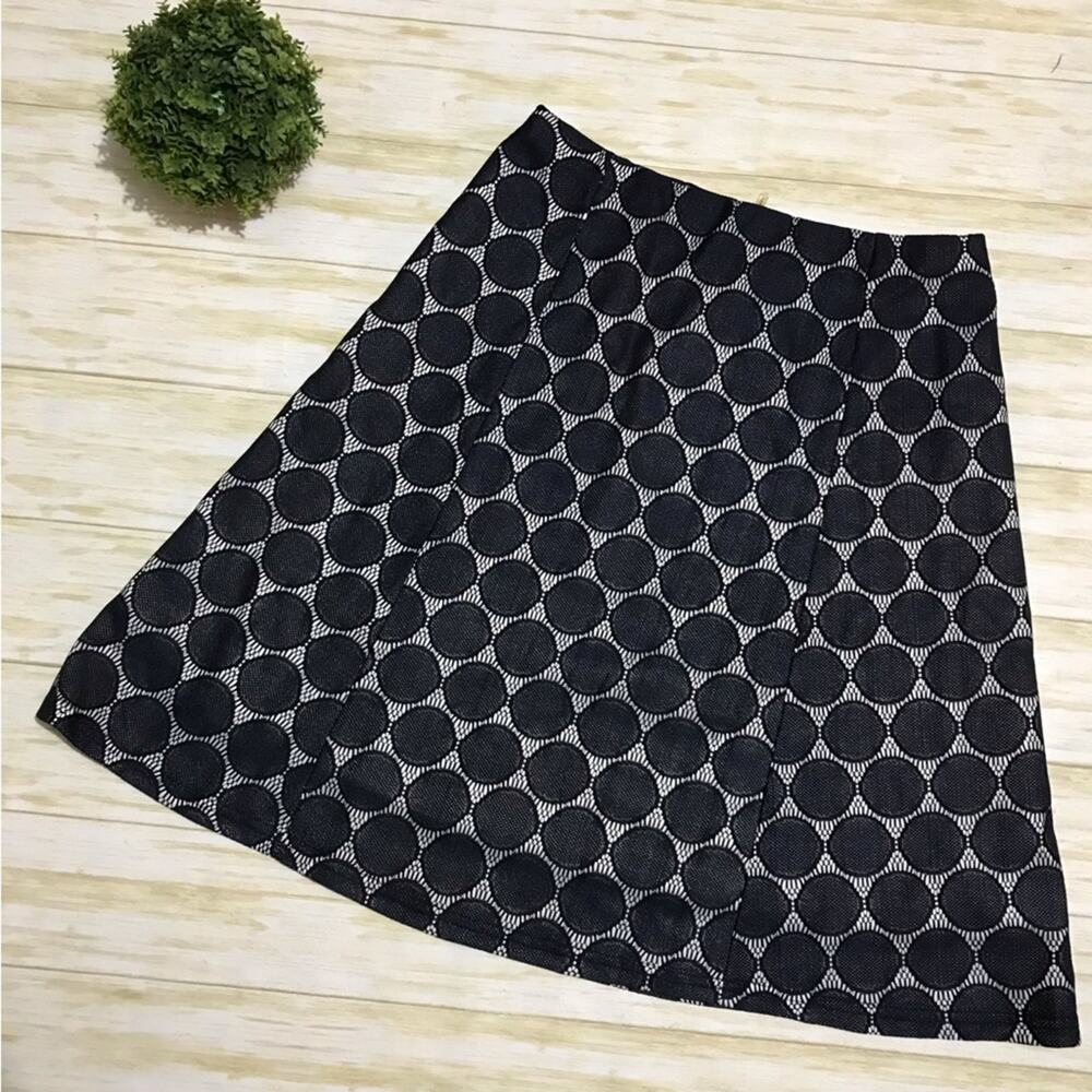 Renee C Stitch Fix NWT Maybell Lace DetailNavy Blue Polka Dot A-line Skirt M